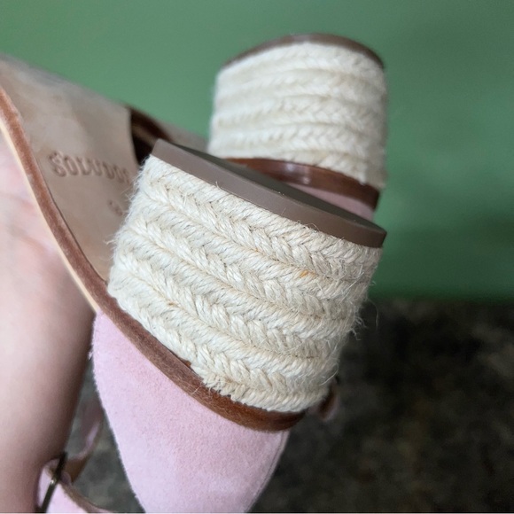 SOLUDOS Capri Block-Heel Raffia & Pink Suede Sandals Size 9. - Picture 8 of 12